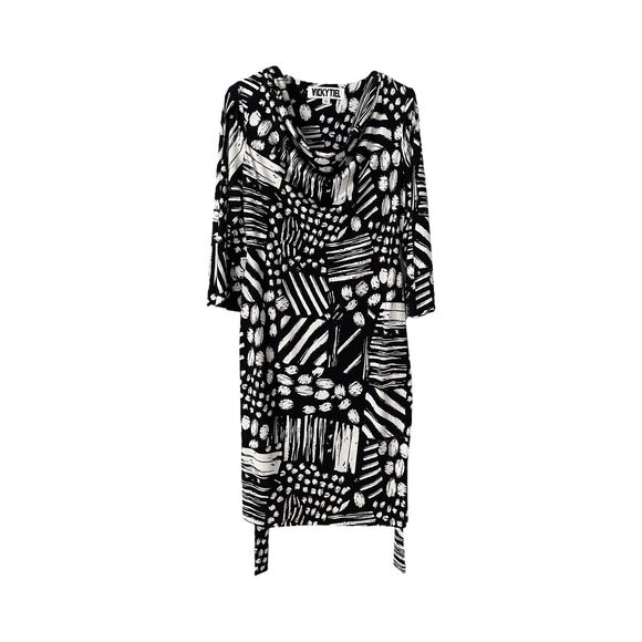 Vicky Tiel Black And White‎ Abstract Art Print Dress Size Small - Picture 5 of 5